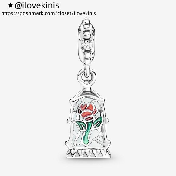 Pandora Disney Beauty and the Beast Enchanted Rose Dangle Charm - Picture 2 of 6